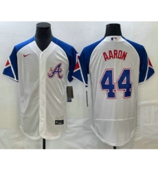 Men's Atlanta Braves #44 Hank Aaron White 2023 City Connect Flex Base Stitched Jersey