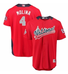 Men's Majestic St. Louis Cardinals #4 Yadier Molina Game Red National League 2018 MLB All-Star MLB Jersey