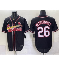 Men's St. Louis Cardinals #26 JJ Wetherholt 2026 Fashion Replica Black Out Stitched Baseball Jersey