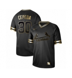 Men's St. Louis Cardinals #30 Orlando Cepeda Authentic Black Gold Fashion Baseball Jersey