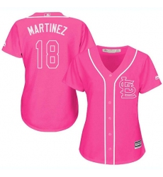 Women's Majestic St. Louis Cardinals #18 Carlos Martinez Replica Pink Fashion Cool Base MLB Jersey