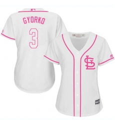 Women's Majestic St. Louis Cardinals #3 Jedd Gyorko Authentic White Fashion Cool Base MLB Jersey