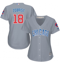 Women's Majestic Chicago Cubs #18 Ben Zobrist Authentic Grey Road MLB Jersey