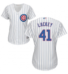 Women's Majestic Chicago Cubs #41 John Lackey Authentic White Home Cool Base MLB Jersey