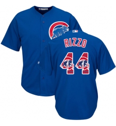 Men's Majestic Chicago Cubs #44 Anthony Rizzo Authentic Royal Blue Team Logo Fashion Cool Base MLB Jersey