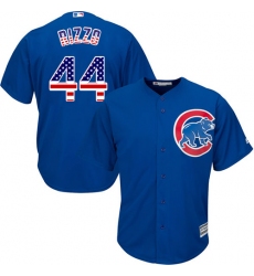 Men's Majestic Chicago Cubs #44 Anthony Rizzo Authentic Royal Blue USA Flag Fashion MLB Jersey