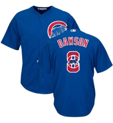 Men's Majestic Chicago Cubs #8 Andre Dawson Authentic Royal Blue Team Logo Fashion Cool Base MLB Jersey