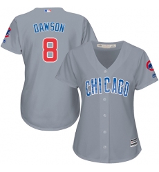 Women's Majestic Chicago Cubs #8 Andre Dawson Authentic Grey Road MLB Jersey