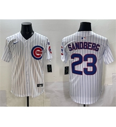 Men's Chicago Cubs #23 Ryne Sandberg White Pinstripe 'Ryne Sandberg Tribute' Vapor Limited V3 Stitched Baseball Jersey