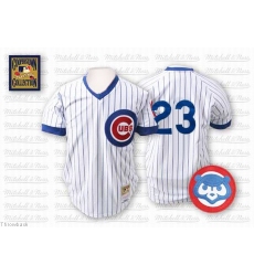 Men's Mitchell and Ness Chicago Cubs #23 Ryne Sandberg Replica White Throwback MLB Jersey