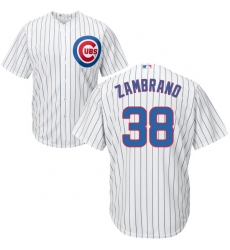 Youth Majestic Chicago Cubs #38 Carlos Zambrano Authentic White Home Cool Base MLB Jersey