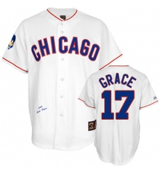 Men's Mitchell and Ness Chicago Cubs #17 Mark Grace Replica White 1968 Throwback MLB Jersey