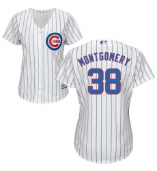 Women's Majestic Chicago Cubs #38 Mike Montgomery Authentic White Home Cool Base MLB Jersey