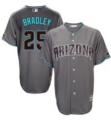 Men's Majestic Arizona Diamondbacks #25 Archie Bradley Replica Gray/Turquoise Cool Base MLB Jersey