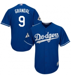 Men's Majestic Los Angeles Dodgers #9 Yasmani Grandal Replica Royal Blue Alternate 2017 World Series Bound Cool Base MLB Jersey