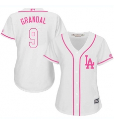 Women's Majestic Los Angeles Dodgers #9 Yasmani Grandal Replica White Fashion Cool Base MLB Jersey