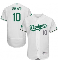 Men's Majestic Los Angeles Dodgers #10 Justin Turner White Celtic Flexbase Authentic Collection MLB Jersey