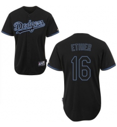 Men's Majestic Los Angeles Dodgers #16 Andre Ethier Authentic Black Fashion MLB Jersey