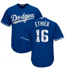 Men's Majestic Los Angeles Dodgers #16 Andre Ethier Authentic Royal Blue Team Logo Fashion Cool Base MLB Jersey