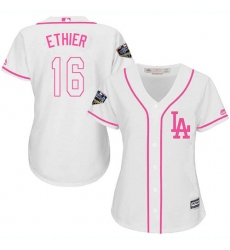 Women's Majestic Los Angeles Dodgers #16 Andre Ethier Authentic White Fashion Cool Base 2018 World Series MLB Jersey