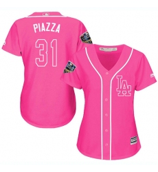 Women's Majestic Los Angeles Dodgers #31 Mike Piazza Authentic Pink Fashion Cool Base 2018 World Series MLB Jersey