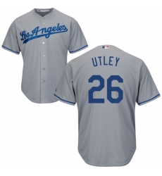 Youth Majestic Los Angeles Dodgers #26 Chase Utley Authentic Grey Road Cool Base MLB Jersey