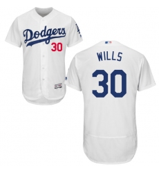 Men's Majestic Los Angeles Dodgers #30 Maury Wills White Home Flex Base Authentic Collection MLB Jersey