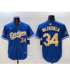 Men's Los Angeles Dodgers #34 Fernando Valenzuela Royal 2025 Gold Collection Limited Stitched Baseball Jersey