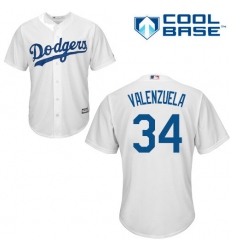 Men's Majestic Los Angeles Dodgers #34 Fernando Valenzuela Replica White Home Cool Base MLB Jersey