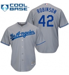 Women's Majestic Los Angeles Dodgers #42 Jackie Robinson Authentic Grey MLB Jersey