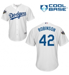 Youth Majestic Los Angeles Dodgers #42 Jackie Robinson Authentic White Home Cool Base 2018 World Series MLB Jersey