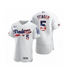 Men's Corey Seager #5 Los Angeles Dodgers White 2020 Stars & Stripes 4th of July Jersey