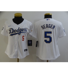 Women's Nike Los Angeles Dodgers #5 Corey Seager White Series Champions Jersey
