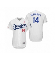 Men's Enrique Hernandez Los Angeles Dodgers #14 White 2019 Mothers Day Flex Base Home Jersey