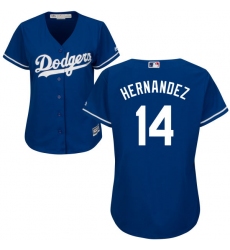 Women's Majestic Los Angeles Dodgers #14 Enrique Hernandez Authentic Royal Blue Alternate Cool Base MLB Jersey