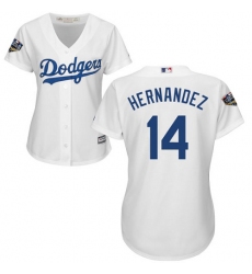 Women's Majestic Los Angeles Dodgers #14 Enrique Hernandez Authentic White Home Cool Base 2018 World Series MLB Jersey