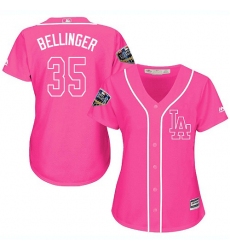 Women's Majestic Los Angeles Dodgers #35 Cody Bellinger Authentic Pink Fashion Cool Base 2018 World Series MLB Jersey