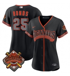 Women's San Francisco Giants #25 Barry Bonds Black 2026 Alternate Stadium Stitched Baseball Jersey(Run Small)
