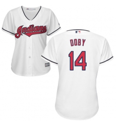 Women's Majestic Cleveland Indians #14 Larry Doby Replica White Home Cool Base MLB Jersey