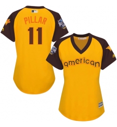 Women's Majestic Toronto Blue Jays #11 Kevin Pillar Authentic Yellow 2016 All-Star American League BP Cool Base MLB Jersey