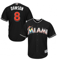 Youth Majestic Miami Marlins #8 Andre Dawson Authentic Black Alternate 2 Cool Base MLB Jersey