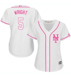 Women's Majestic New York Mets #5 David Wright Replica White Fashion Cool Base MLB Jersey