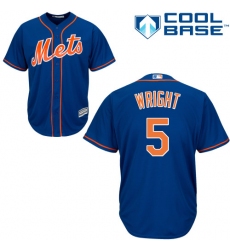 Youth Majestic New York Mets #5 David Wright Authentic Royal Blue Alternate Home Cool Base MLB Jersey