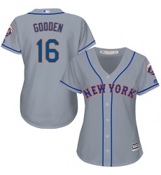 Women's Majestic New York Mets #16 Dwight Gooden Authentic Grey Road Cool Base MLB Jersey
