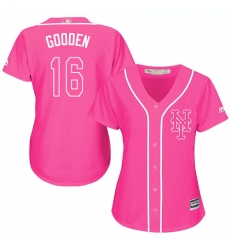 Women's Majestic New York Mets #16 Dwight Gooden Authentic Pink Fashion Cool Base MLB Jersey
