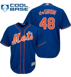 Youth Majestic New York Mets #48 Jacob DeGrom Authentic Royal Blue Alternate Home Cool Base MLB Jersey