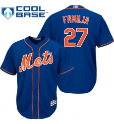 Youth Majestic New York Mets #27 Jeurys Familia Authentic Royal Blue Alternate Home Cool Base MLB Jersey