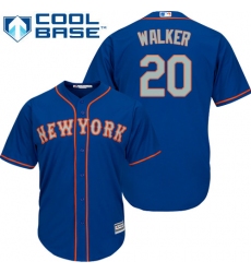 Youth Majestic New York Mets #20 Neil Walker Authentic Royal Blue Alternate Road Cool Base MLB Jersey