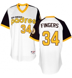 Men's Majestic San Diego Padres #34 Rollie Fingers Authentic White 1978 Turn Back The Clock MLB Jersey