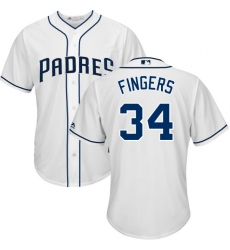 Youth Majestic San Diego Padres #34 Rollie Fingers Authentic White Home Cool Base MLB Jersey